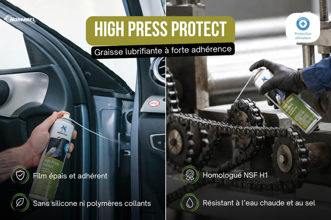 Untitled Application de la graisse lubrifiante High Press Protect de Normfest sur des pièces mobiles en atelier automobile et en maintenance industrielle.